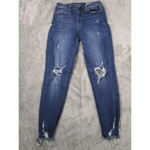 Bridge By Gly Jeans Womens 27 Blue Denim Curvy High Rise Ankle Skinny Distressed